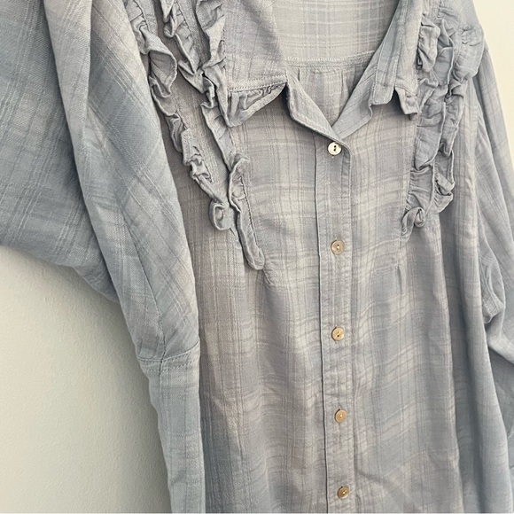 WRAP London Wool Blend Ruffled Button Down Shirt Top - Picture 5 of 15
